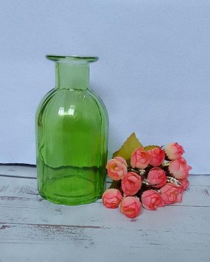 Сосуд стеклянный "вазочка" Цв. зеленый 7*14 см