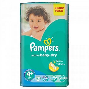 PAMPERS Подгузники Active Baby Maxi Plus Джамбо Упаковка 62
