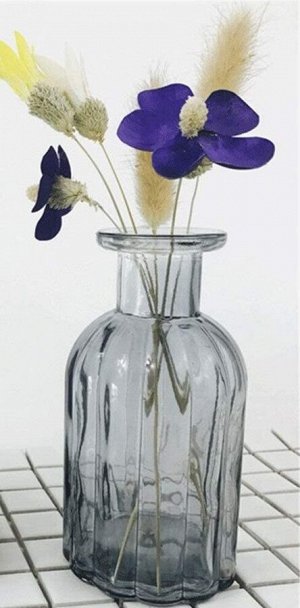Сосуд стеклянный "вазочка" Цв. серый 7*14 см