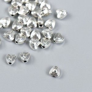 Бусина для творчества металл "Пузатое сердечко" серебро 0,6х0,6 см