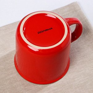 Кружка керамическая Доляна «Эмаль», 340 мл, цвет красный