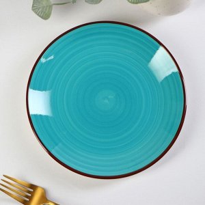 Тарелка керамическая десертная Доляна «Морской мир», d=19 см, цвет голубой