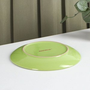 Тарелка керамическая десертная Доляна «Пастель», d=19 см, цвет зелёный