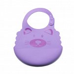 Нагрудник детский силиконовый с милым дизайном, цвет фиолетовый