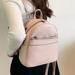 Рюкзак женский, розовый, с декором и серебряной фурнитурой, длина верхняя 17см, длина нижняя 22см, высота 25см, ширина 12см
