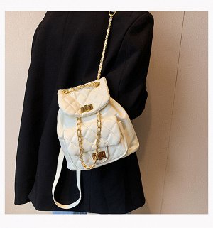 Рюкзак женский, белый, со стильной фурнитурой, длина верхняя 11см, длина нижняя 21см, высота 21см, ширина 9см
