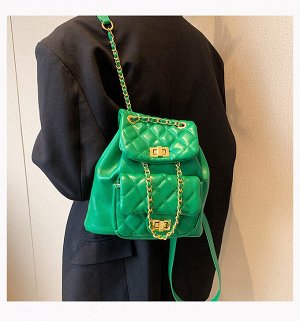 Рюкзак женский, зелёный, со стильной фурнитурой, длина верхняя 11см, длина нижняя 21см, высота 21см, ширина 9см