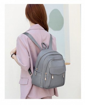 Рюкзак женский, серый, вместительный, длина 28см, высота 35см, ширина 13см