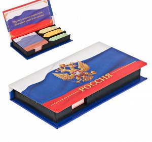 Бумажный блок в пластиковом футляре "Россия": 100 листов и 3 набора стикеров
