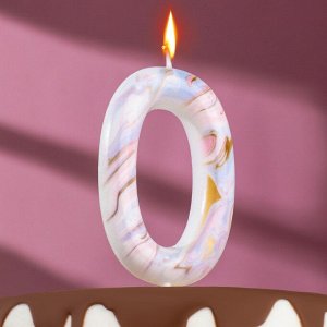 Свеча в торт "Белый мрамор", цифра "0", ГИГАНТ, 12,5 см 6990819