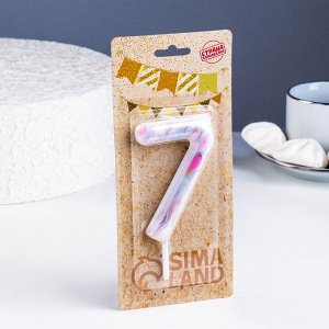 Свеча в торт "Белый мрамор", цифра "7", ГИГАНТ, 12,5 см 6990826