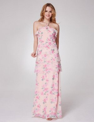 Нежное женственное платье с цветочным розовым рисунком и американской проймой