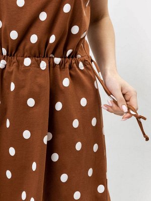Платье женское домашнее коричневое в горошек