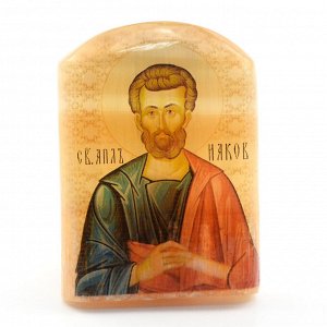 Именная икона из селенита "Икона апостола Иакова Алфеева" арка большая, 50*30*65мм