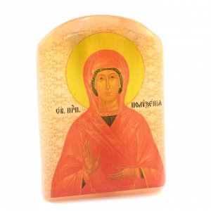 Именная икона из селенита "Святая преподобная Поликсения" арка большая, 50*30*65мм