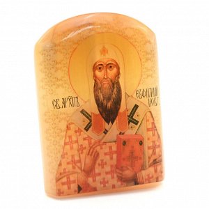 Именная икона из селенита "Святитель Евфи?мий Новгородский" арка большая, 50*30*65мм