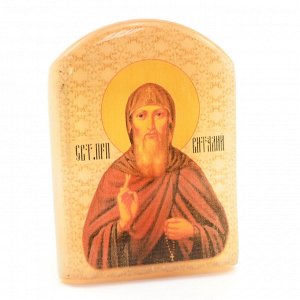 Именная икона из селенита "Святой Виталий" арка большая, 50*30*65мм
