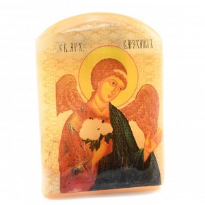 Икона из селенита с подставкой "Архангел Варахиил" арка большая, 50*30*65мм