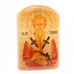 Икона из селенита с подставкой "Святой Тимофей" арка большая, 50*30*65мм
