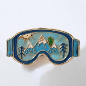 Значок "Очки сноубордиста" виды, цвет сине-голубой в золоте