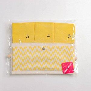 Органайзер подвесной с карманами Доляна «Время», 6 отделений, 49x35 см, цвет жёлтый