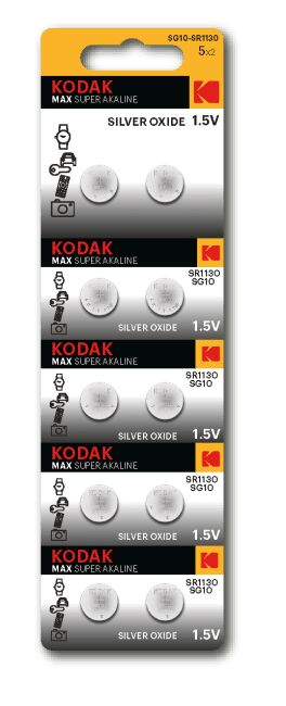 Kodak SG10 (389) SR1130, SR54 MAX Silver Oxid Button Cell (10/100/2000) Б0053485, шт