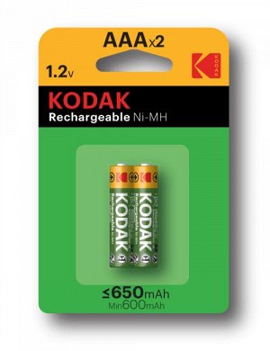 Аккумуляторы NiMH (никель-металлгидридные) Kodak HR03-2BL 650mАh [K3AHR-2/650mАh ] (20/240 Б0009359, шт