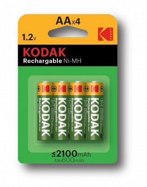 Аккумуляторы NiMH (никель-металлгидридные) Kodak HR6-4BL 2100mAh [KAAHRP-4] (80/640 Б0012142, шт
