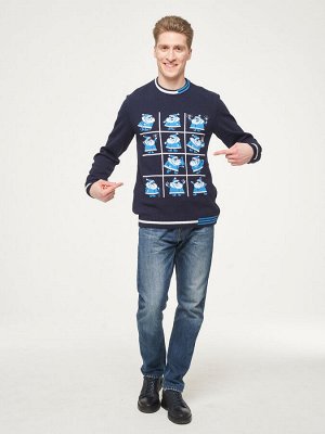 Джемпер мужской 202-12250   189/0159/074 т.синий/звёздный/белый