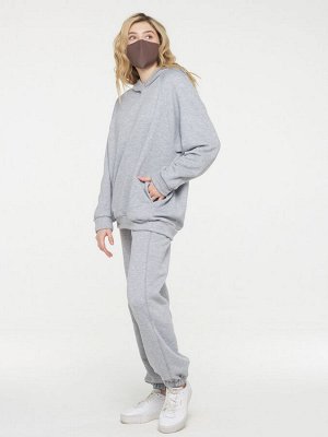 Толстовка (худи) женская 211-3622   ТХ003-01 св.серый меланж