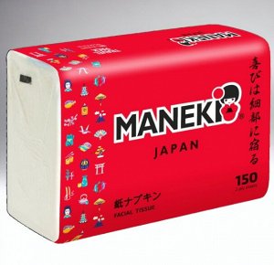 Салфетки бумажные "Maneki" RED, 2 слоя, белые, 150 шт./упаковка