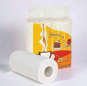 Полотенца кухонные бумажные "Maneki" Sumi-e 2 слоя, 60 л., белые, 2 рулона/упаковка