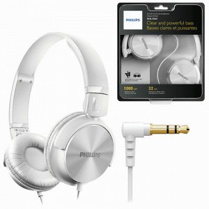 Наушники PHILIPS SHL3060WT/00, проводные, 1,2м, накладные, m