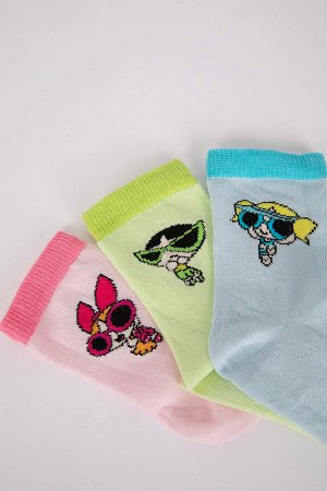 Комплект из 3 хлопковых длинных носков PowerPuff для девочек для девочек