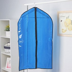 Чехол для одежды Доляна, 60x102 см, PEVA, цвет синий, прозрачный