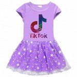 Детское платье с коротким рукавом, принт &quot;Tiktok&quot;, цвет фиолетовый