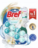 Туалетный блок Bref DeLuxe Пленительный жасмин в виде блока очистителя для унитаза, средство для туалета 2 блока (100г)