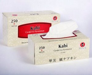 Салфетки бумажные "Maneki" Kabi 2 слоя, белые, 250 шт./коробка