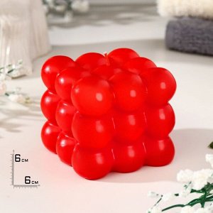 Свеча фигурная "Бабл куб", 6 см, красная