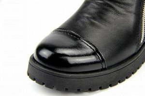 Ботинки натуральная кожа черный/лак