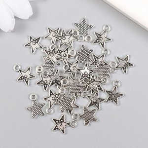 Декор для творчества металл "Звезда с маленькмими звёздочками" серебро 1х1,3 см