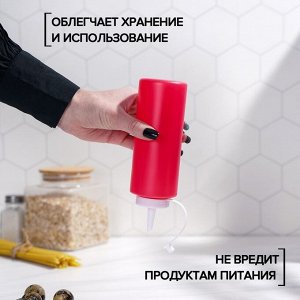 Бутылка для соуса Доляна, 350 мл, 6*19 см, пластик, красная