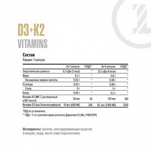 Витамин Д MAXLER Vitamin D3 600МЕ + K2 - 90 капс.