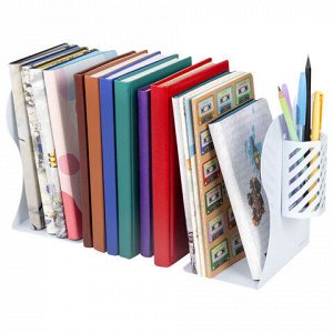 Подставка-держатель для книг и учебников BRAUBERG, с органайзером, раздвижная, металлическая, 238066