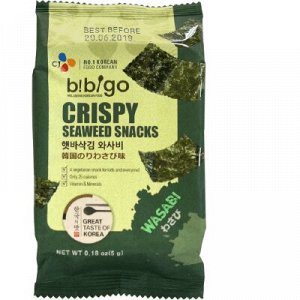 CJ Bibigo Crispy Seaweed Snacks Wasabi Flavor - Хрустящая морская капуста: васаби и оригинал