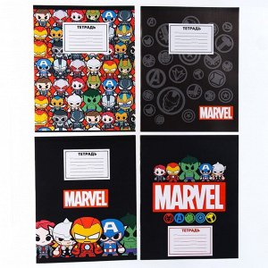 Тетрадь в клетку 18 листов, 10 штук, обложка бумага мелованная, MARVEL