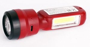 Фонарь Ultraflash LED53764  (фонарь акк 4В, красн., 2LED, 3 Вт, 2 реж, USB, бокс са)