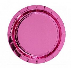 Тарелка фольга розовая набор 6 шт 17 см