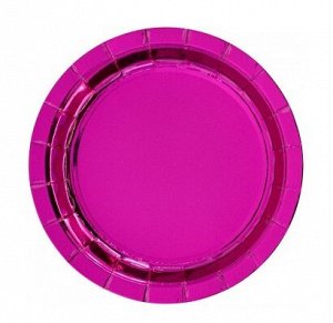 Тарелка фольга ярко-розовая набор 6 шт 17 см