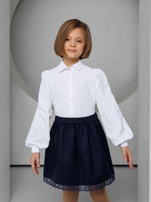 Блузка для девочки белая с длинными рукавами